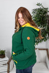 Michelle Mae Avery Accent HalfZip Hoodie - Green and Yellow