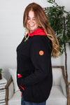 Michelle Mae Avery Accent HalfZip Hoodie - Black and Red