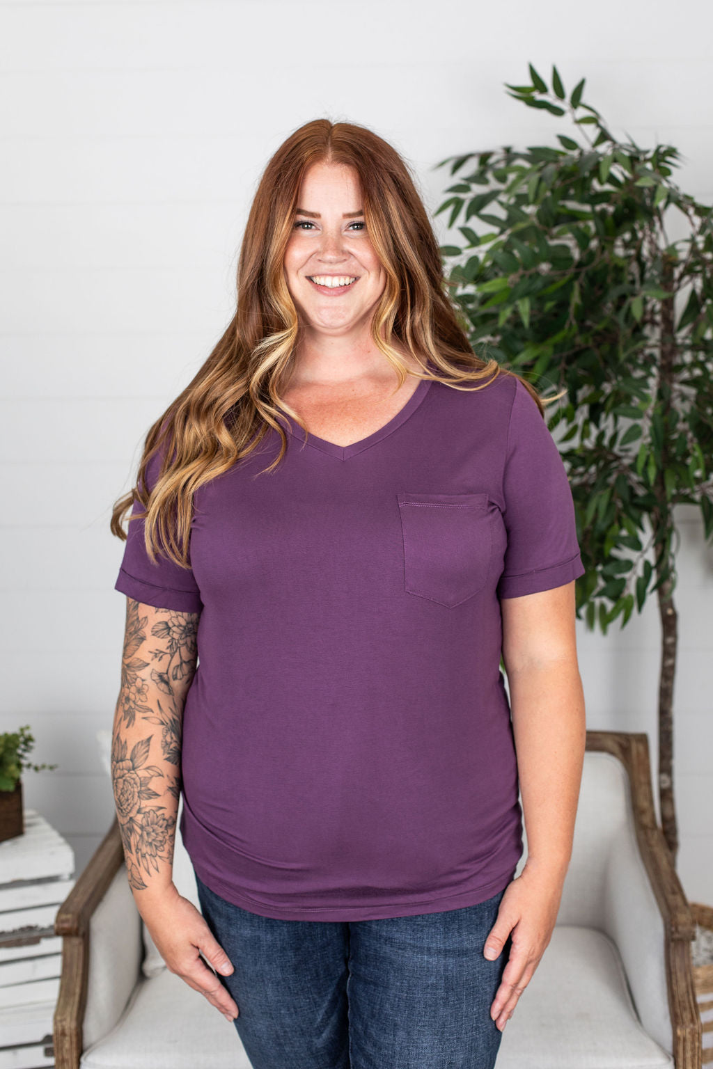 Michelle Mae Sophie Pocket Tee - Purple