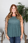 Michelle Mae Ruffle Tank - Dusty Teal Dash