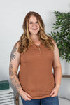 Michelle Mae Addison Henley Tank - Rust w/ White Stripes