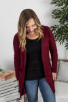 Michelle Mae Rachel Ribbed Cardigan - Burgundy