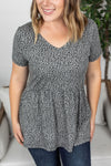 Michelle Mae Sarah Ruffle Top - Grey Leopard