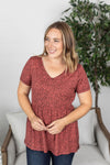 Michelle Mae Sarah Ruffle Top - Red Leopard