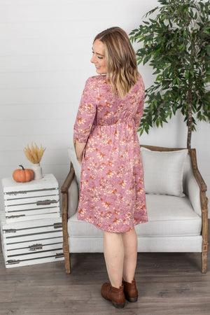 Michelle Mae Taylor Dress - Mauve and Rust Floral