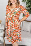 Michelle Mae Taylor Dress - Rust Floral
