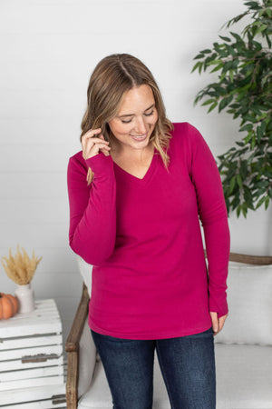 Michelle Mae Leah Long Sleeve Top - Magenta