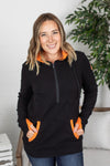 Michelle Mae Avery Accent HalfZip Hoodie - Black and Orange
