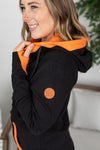Michelle Mae Avery Accent HalfZip Hoodie - Black and Orange