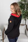 Michelle Mae Avery Accent HalfZip Hoodie - Black and Red