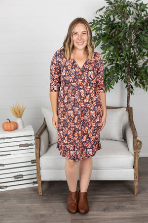 Michelle Mae Taylor Dress - Navy Fall Floral