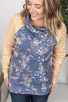 Michelle Mae Classic Zoey ZipCowl Sweatshirt - Navy and Mustard Mix