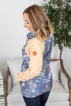 Michelle Mae Classic Zoey ZipCowl Sweatshirt - Navy and Mustard Mix