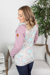 Michelle Mae Classic Zoey ZipCowl Sweatshirt - Mint and Mauve Floral