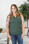 Michelle Mae Addison Henley Tank - Evergreen w/ White Stripes