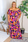 Michelle Mae Oakley Off The Shoulder Maxi Dress - Navy Tropical