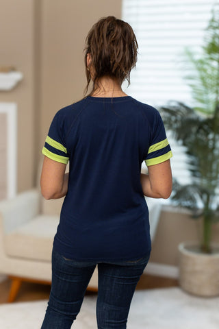 Kylie Tee - Seattle Navy and Lime