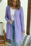 Michelle Mae Claire Hooded Waffle Cardigan - Purple