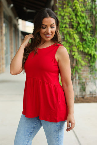 IN STOCK Renee Ruffle Tank - Red