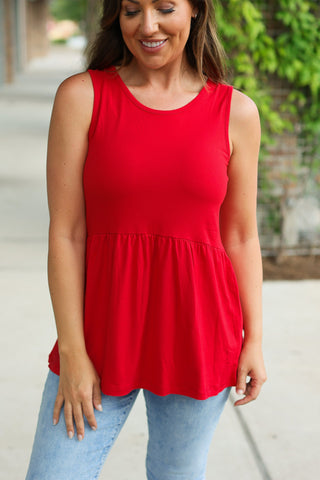 IN STOCK Renee Ruffle Tank - Red