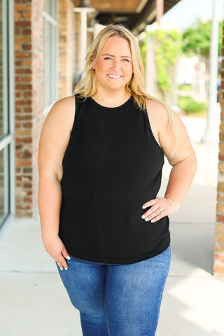 Tara Ribbed Tank - Black