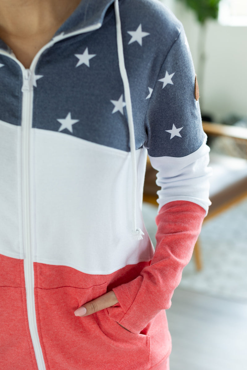 Michelle Mae Classic Colorblock FullZip - Stars and Stripes