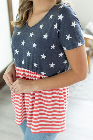 Michelle Mae Sarah Ruffle Top - Stars and Stripes