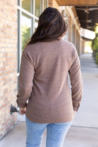 Brittney Button Sweater - Mocha