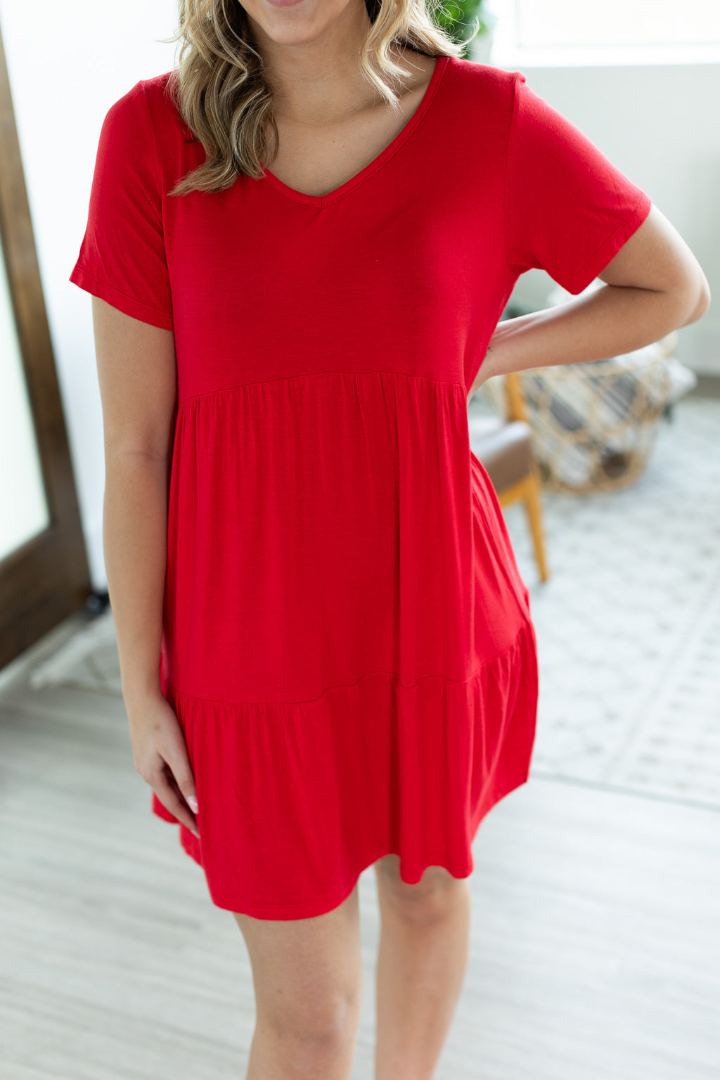 Michelle Mae Ruffle Dress - Red