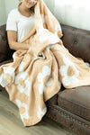 Michelle Mae Plush and Fuzzy Blanket - Tan Flowers
