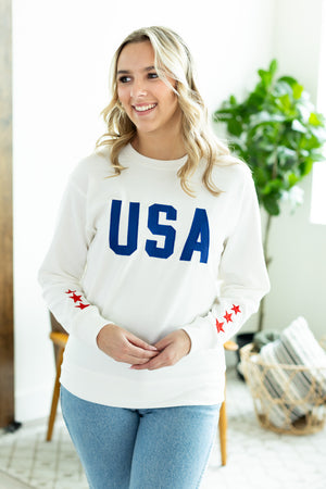 Michelle Mae USA Pullover - White