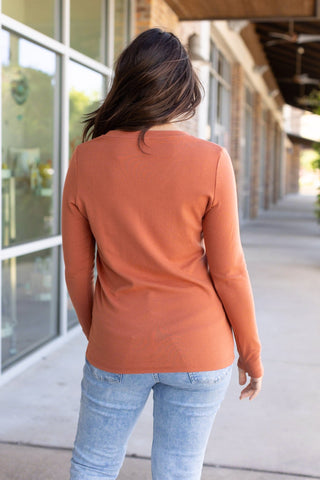 Leah Long Sleeve Top - Pumpkin FINAL SALE