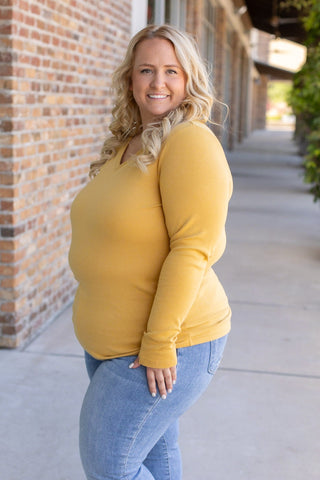 Leah Long Sleeve Top - Mustard FINAL SALE