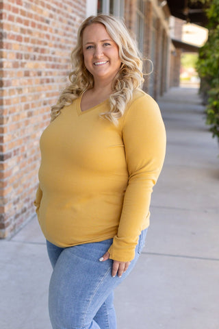 Leah Long Sleeve Top - Mustard FINAL SALE