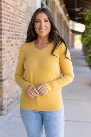 Leah Long Sleeve Top - Mustard FINAL SALE