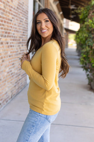 Leah Long Sleeve Top - Mustard FINAL SALE