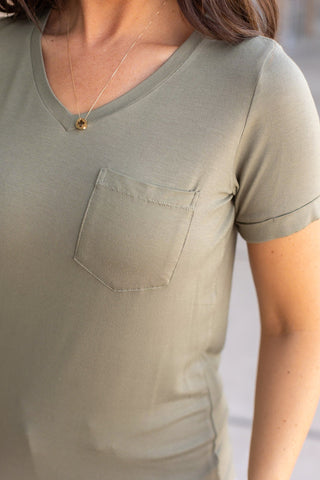 Sophie Pocket Tee - Olive