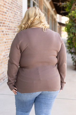 Harper Long Sleeve Henley - Mocha FINAL SALE