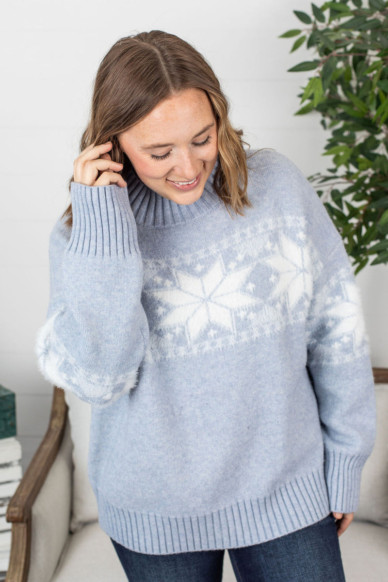 Michelle Mae Winter Sweater - Frosted Snowflake FINAL SALE