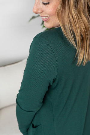 Michelle Mae Rachel Ribbed Cardigan - Evergreen