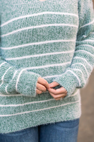 Cozy Striped Sweater - Green