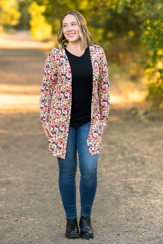 Classic Cardigan - Red Floral FINAL SALE