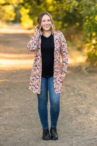 Classic Cardigan - Red Floral FINAL SALE