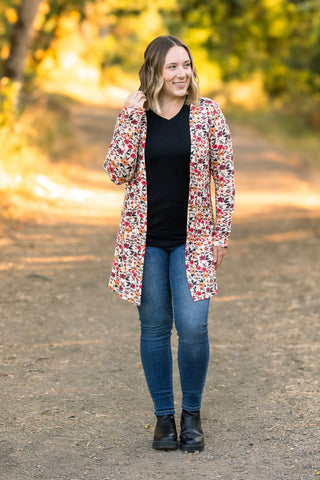 Classic Cardigan - Red Floral FINAL SALE