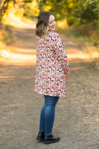 Classic Cardigan - Red Floral FINAL SALE