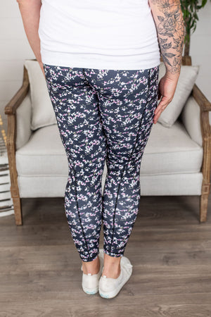 Michelle Mae Athleisure Leggings - Black Micro Floral