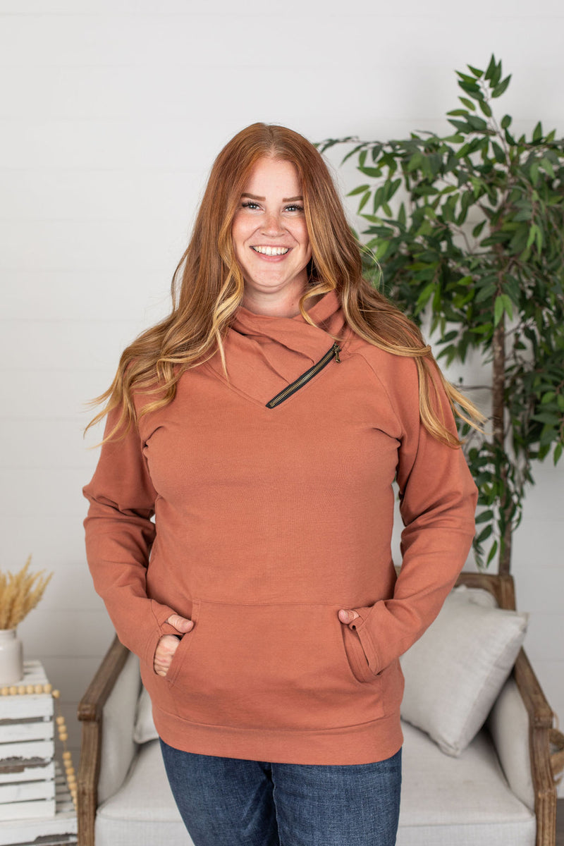 Michelle Mae Classic ZipCowl Sweatshirt - Terra Cotta