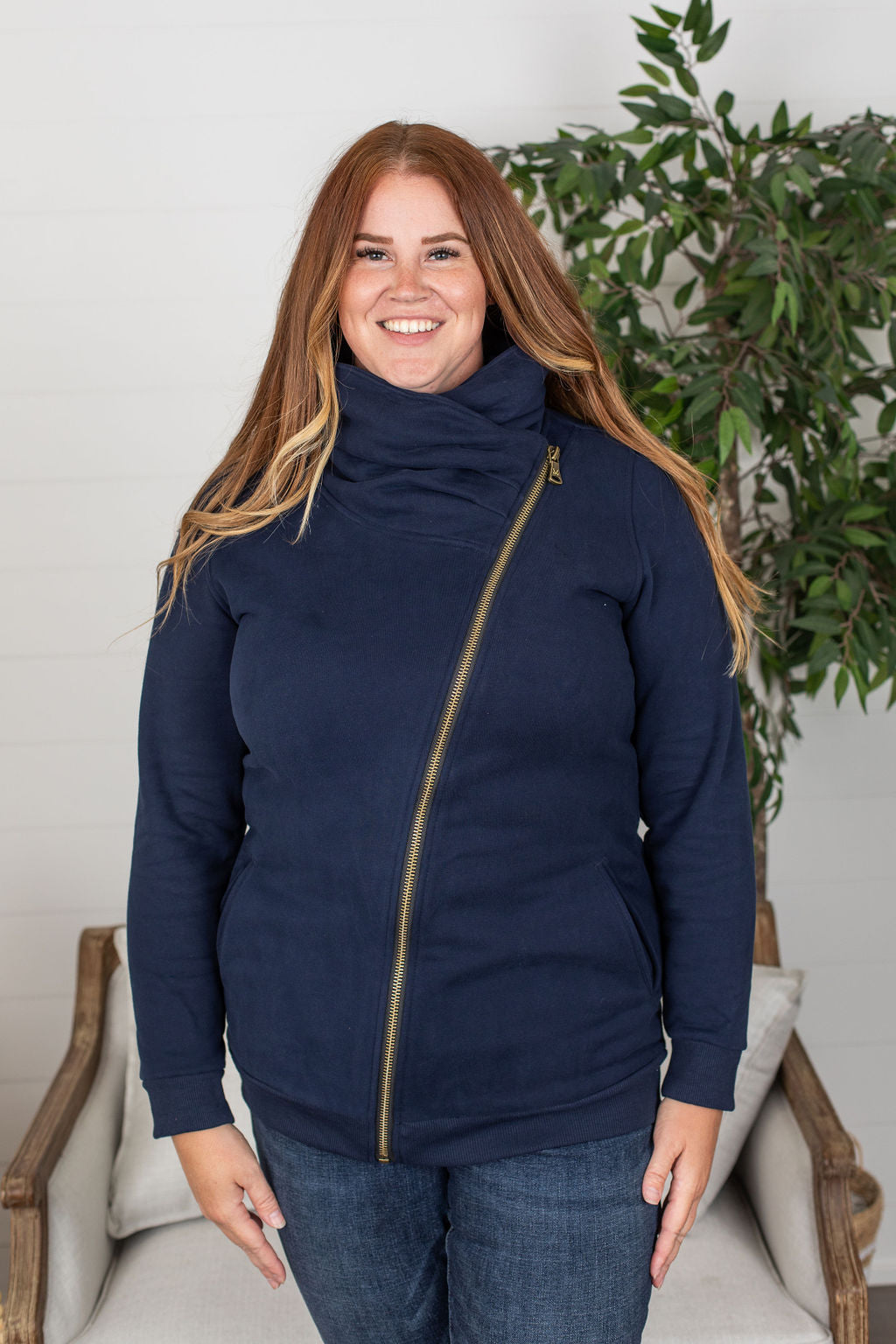 Michelle Mae Quinn ZipUp Cowl - Navy