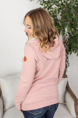 Michelle Mae Classic Halfzip Hoodie - Blush with Floral Accent