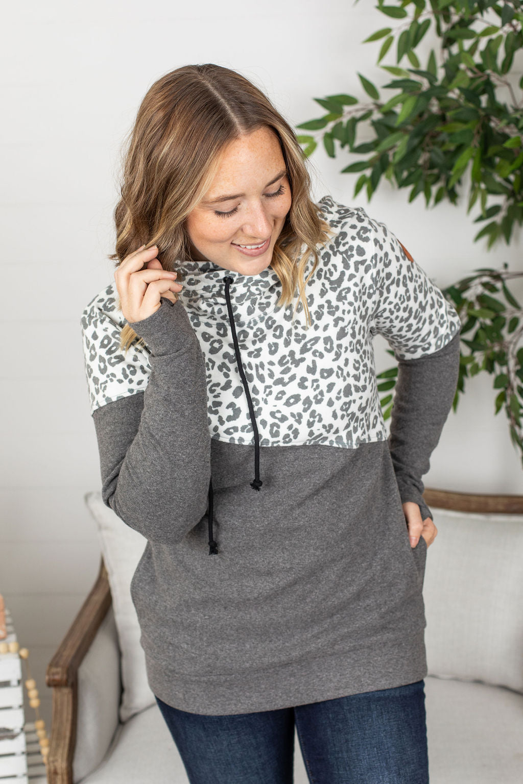 Michelle Mae Ashley Hoodie - Charcoal Leopard